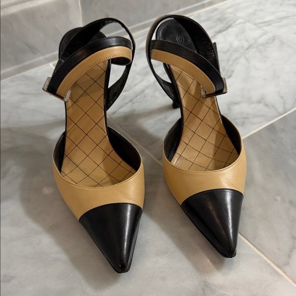 CHANEL Shoes - CHANAL Elegant Black and Tan Women's Heels